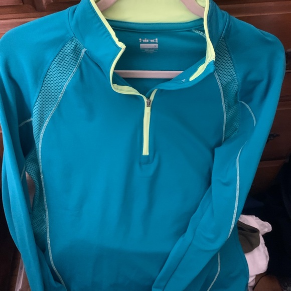 Hind Jackets & Blazers - Hind Teal and Lime Quarter-Zip Top